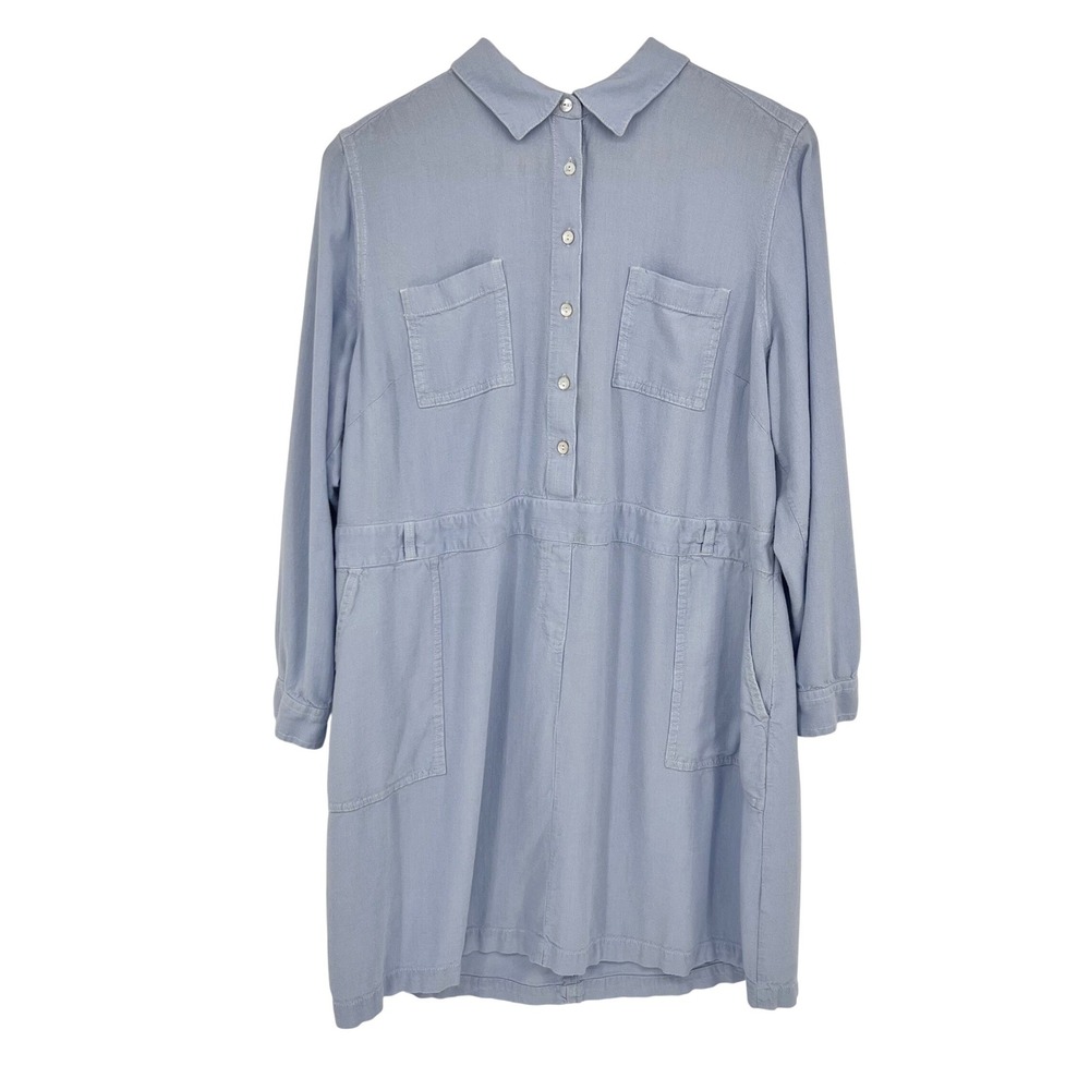 J. Jill Shirt Dress Womens XL Light Blue Pockets Resortwear Coastal Lagenlook